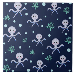 Octopus onder de zee kinderpatroon tegeltje
