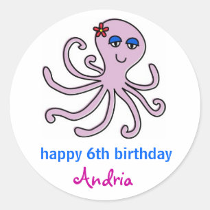 Octopus, Onder het Zee Cupcake Toppers Ronde Sticker