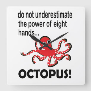 Octopus onder het Zee Funny Octopus Vierkante Klok