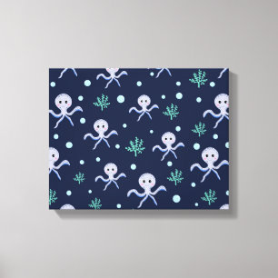 Octopus onder het zee kinder patroon canvas afdruk