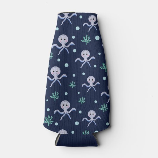 Octopus onder het zee kinder patroon flesjeskoeler (Voorkant)