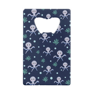 Octopus onder het zee kinder patroon kredietkaart flessenopener