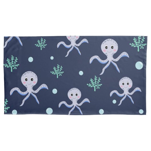 Octopus onder het zee kinder patroon kussensloop (Voorkant-Links)