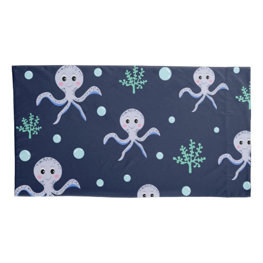 Octopus onder het zee kinder patroon kussensloop (Achterkant-Rechts)