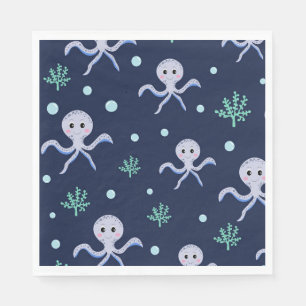 Octopus onder het zee kinder patroon servet
