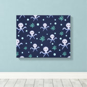 Octopus onder zee kinderpatroon canvas afdruk (Insitu (Houten vloer))