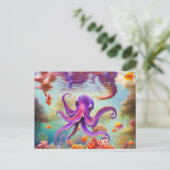 Octopus onderwater briefkaart (Staand voorkant)