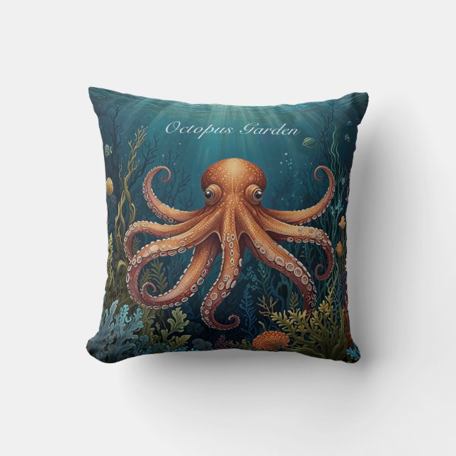  octopus onderwater oceaan scene kussen (Voorkant)