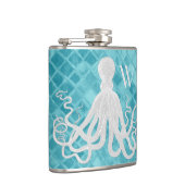 Octopus op Aqua Zee Glasmonogram Heupfles (Rechts)