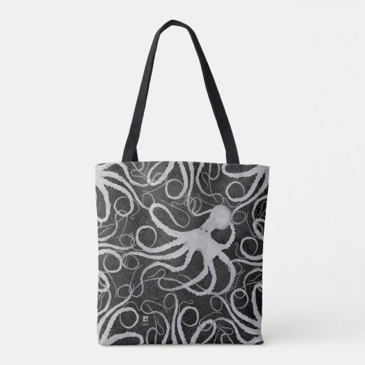 Octopus op donkergrijs 2.0 - Canvas tas (Achterkant)