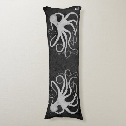 Octopus op donkergrijs - Body Pillow Lichaamskussen (Voorkant Verticaal)