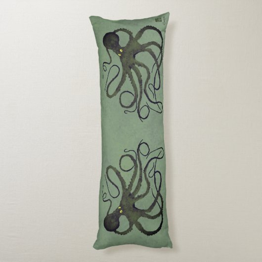 Octopus op Sage Green - Lichaamskussen (Achterkant (Verticaal))