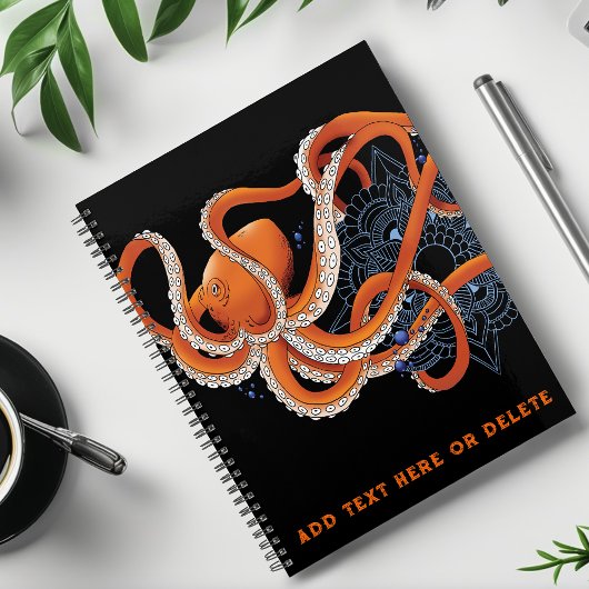 Octopus Orange Mandala bleu