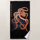 Octopus oranje mandala blauw strandlaken (Voorkant)