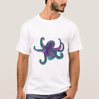 Octopus paars blauwgroen-oceaanleven t-shirt