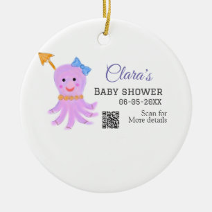 Octopus paarse blauw waterverf baby shower zee ani keramisch ornament