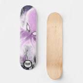 Octopus paarse roze witte splatten donker water skateboard (Voorkant)