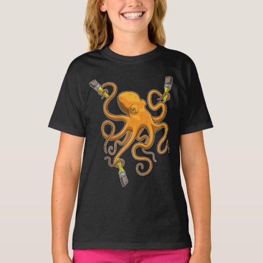 Octopus Painter Paint Brush Painting T-shirt (Voorkant)