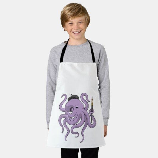 Octopus Painter Paint Schort (Gedragen)
