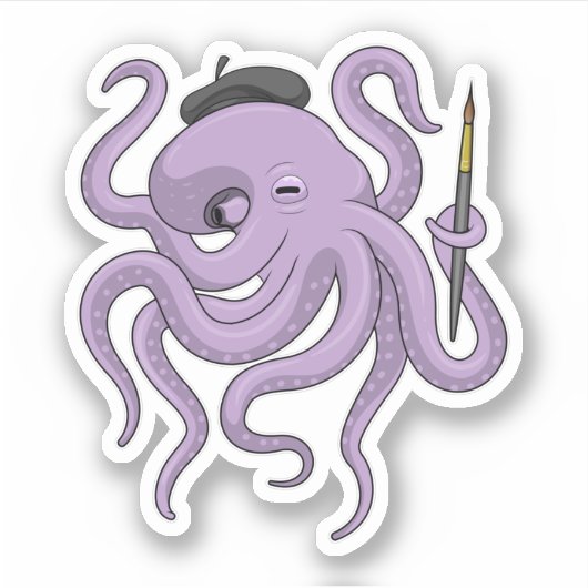 Octopus Painter Paint Sticker (Voorkant)