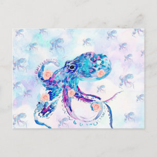 octopus pastel in droom briefkaart