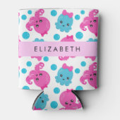 Octopus Patroon, Leuke Octopus, Zee, Jouw naam Blikjeskoeler (Voorkant)