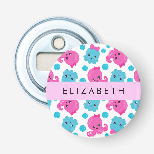 Octopus Patroon, Leuke Octopus, Zee, Jouw naam Button Flesopener