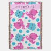 Octopus Patroon, Leuke Octopus, Zee, Jouw naam Deken (Voorkant Verticaal)