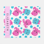 Octopus Patroon, Leuke Octopus, Zee, Jouw naam Fleece Deken (Voorkant (Horizontaal))