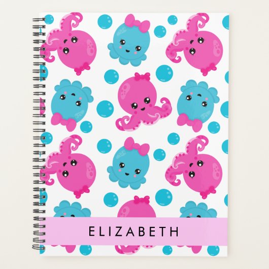 Octopus Patroon, Leuke Octopus, Zee, Jouw naam Planner (Voorkant)