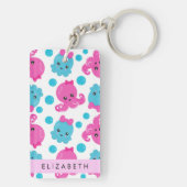 Octopus Patroon, Leuke Octopus, Zee, Jouw naam Sleutelhanger (achterkant)