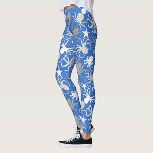 Octopus Pattern.b LBlue BG Leggings (Links)