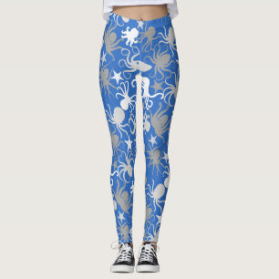 Octopus Pattern.b LBlue BG Leggings