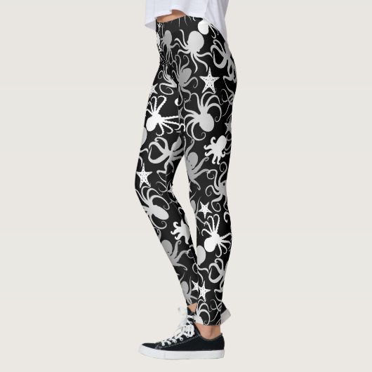 Octopus Pattern.b Zwart BG Leggings (Links)