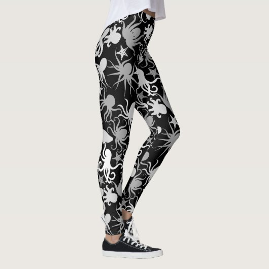 Octopus Pattern.b Zwart BG Leggings (Rechts)