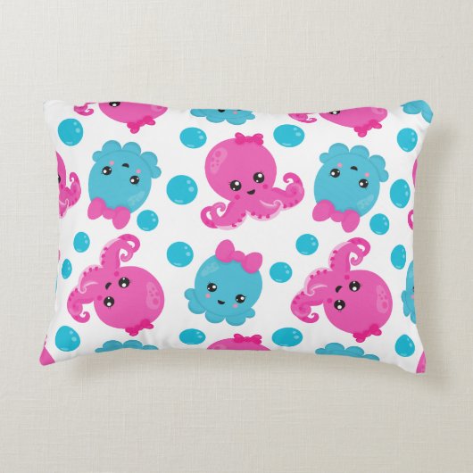 Octopus Pattern, Cute Octopus, Zee Animals Accent Kussen (Achterkant)