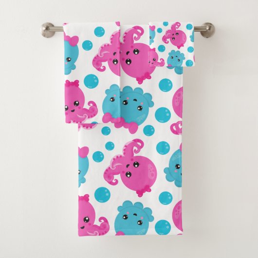 Octopus Pattern, Cute Octopus, Zee Animals Bad Handdoek (Insitu)