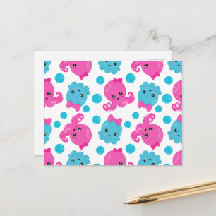Octopus Pattern, Cute Octopus, Zee Animals Briefkaart