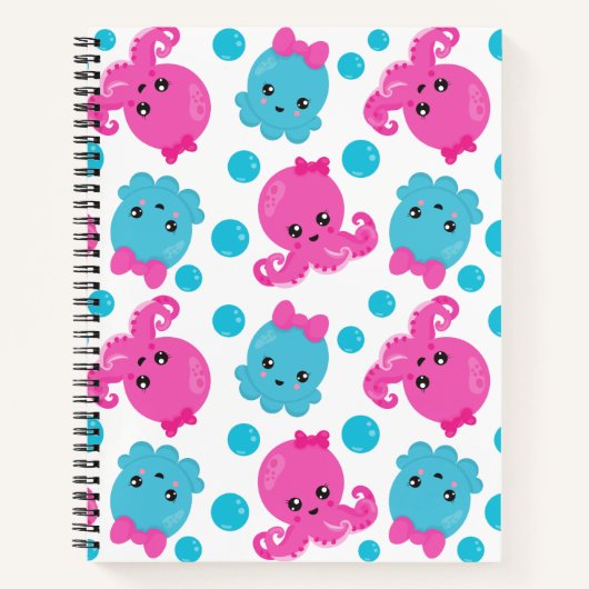 Octopus Pattern, Cute Octopus, Zee Animals Notitieboek (Voorkant)