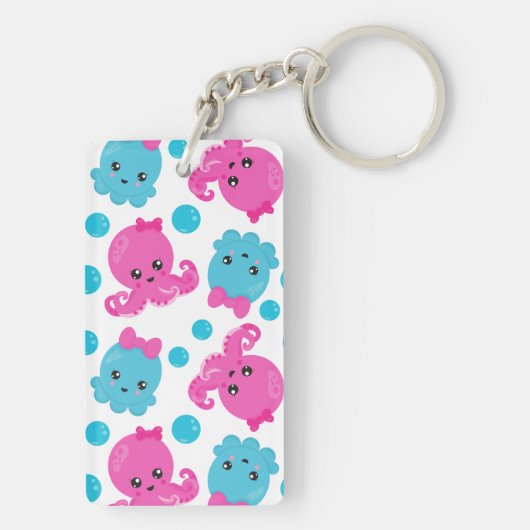 Octopus Pattern, Cute Octopus, Zee Animals Sleutelhanger (achterkant)