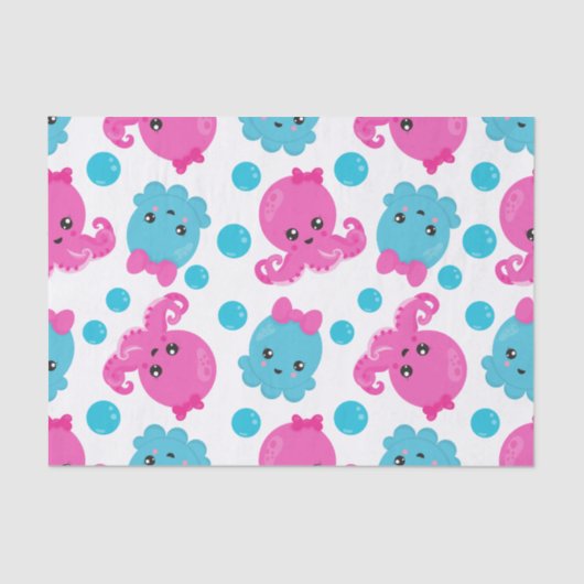 Octopus Pattern, Cute Octopus, Zee Animals Tissuepapier (Voorkant)