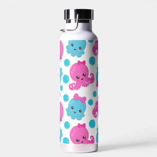 Octopus Pattern, Cute Octopus, Zee Animals Waterfles (Rechts)