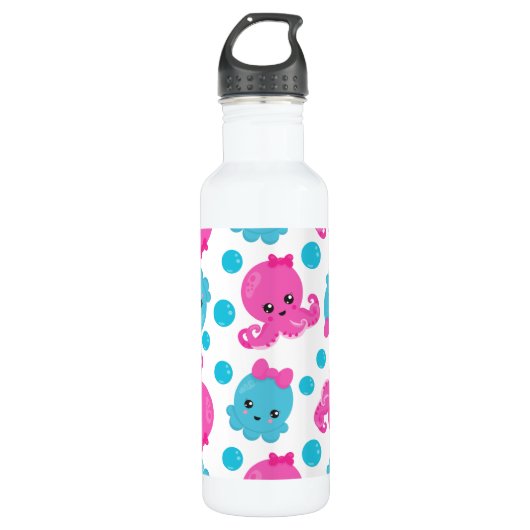 Octopus Pattern, Cute Octopus, Zee Animals Waterfles (Voorkant)