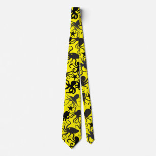 Octopus Pattern.w BYyellow BG Stropdas