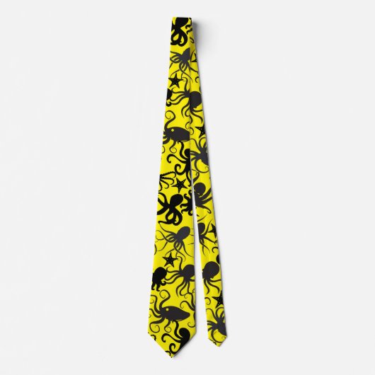 Octopus Pattern.w BYyellow BG Stropdas (Voorkant)