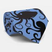 Octopus Pattern.w LBlue BG Stropdas (Opgerold)