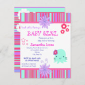 Octopus Pink Baby douwer Invitaties Kaart (Voorkant / Achterkant)