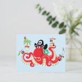 octopus piraat briefkaart (Staand voorkant)