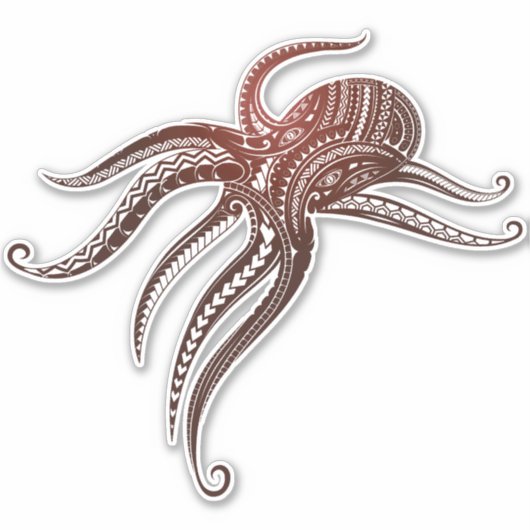 OCTOPUS POLYNESISCHE STAM STICKER (Voorkant)
