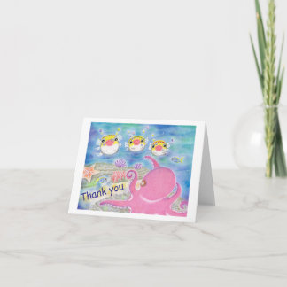 Octopus porcupine fish Music Kids Thank you card Kaart